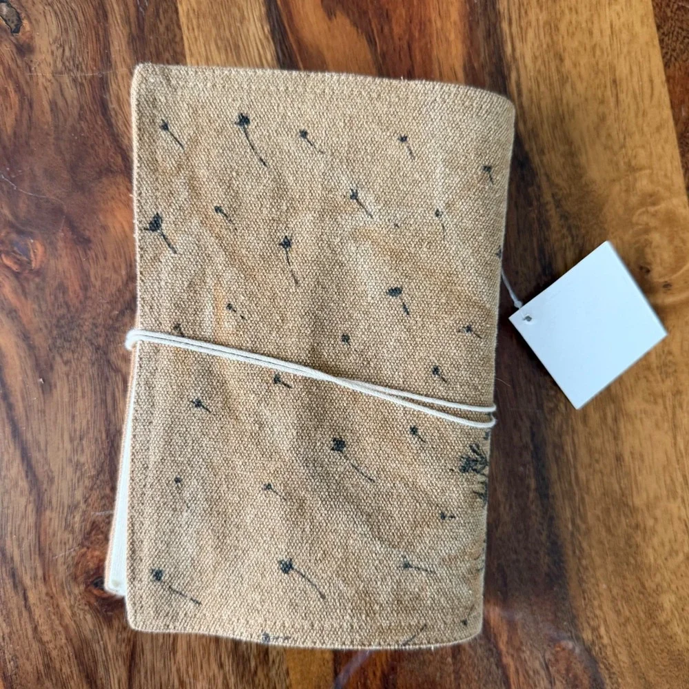 Primitives by Kathy Wish Dandelion Linen Journal Unlined Notebook Tan Gift NEW